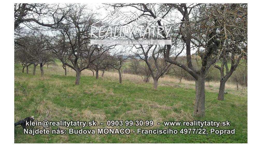 Pozemok vhodný na záhradu ale aj ako investícia na budúcu výstavbu rodinného domu v Levoči výmera od 1006 m2