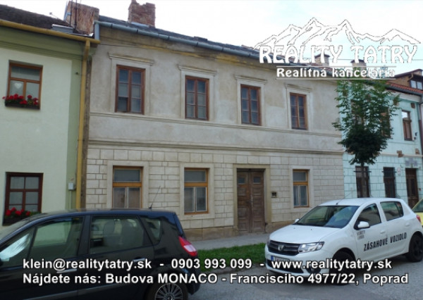 Rodinný dom v centre mesta LEVOČA - ul. Kláštorská, výhodná investičná príležitosť aj na penzión - ODPORÚČAME !!!