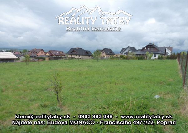 Stavebný pozemok 1458 m2 s nádherným výhľadom na V. Tatry vo Veľkej Lomnici blízko centra obce - ODPORÚČAME !!!